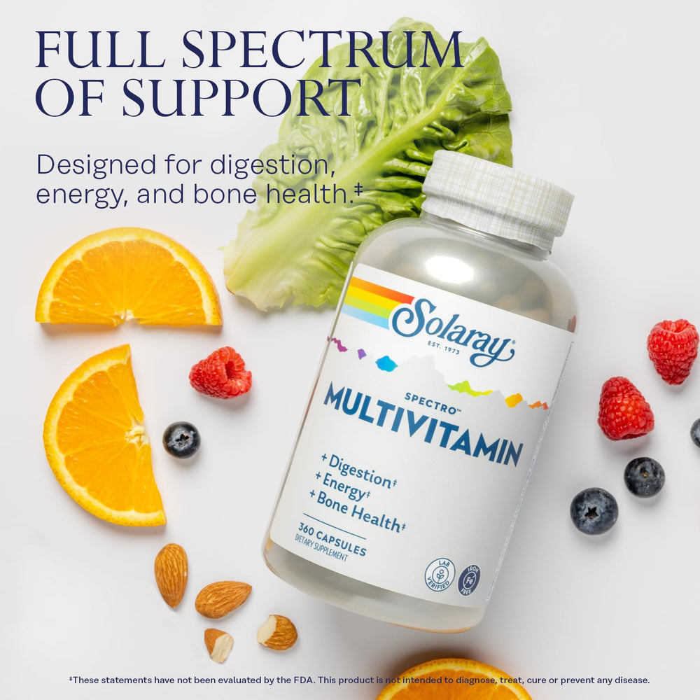 Solaray Spectro ingredients feature spirulina and royal jelly for natural energy.