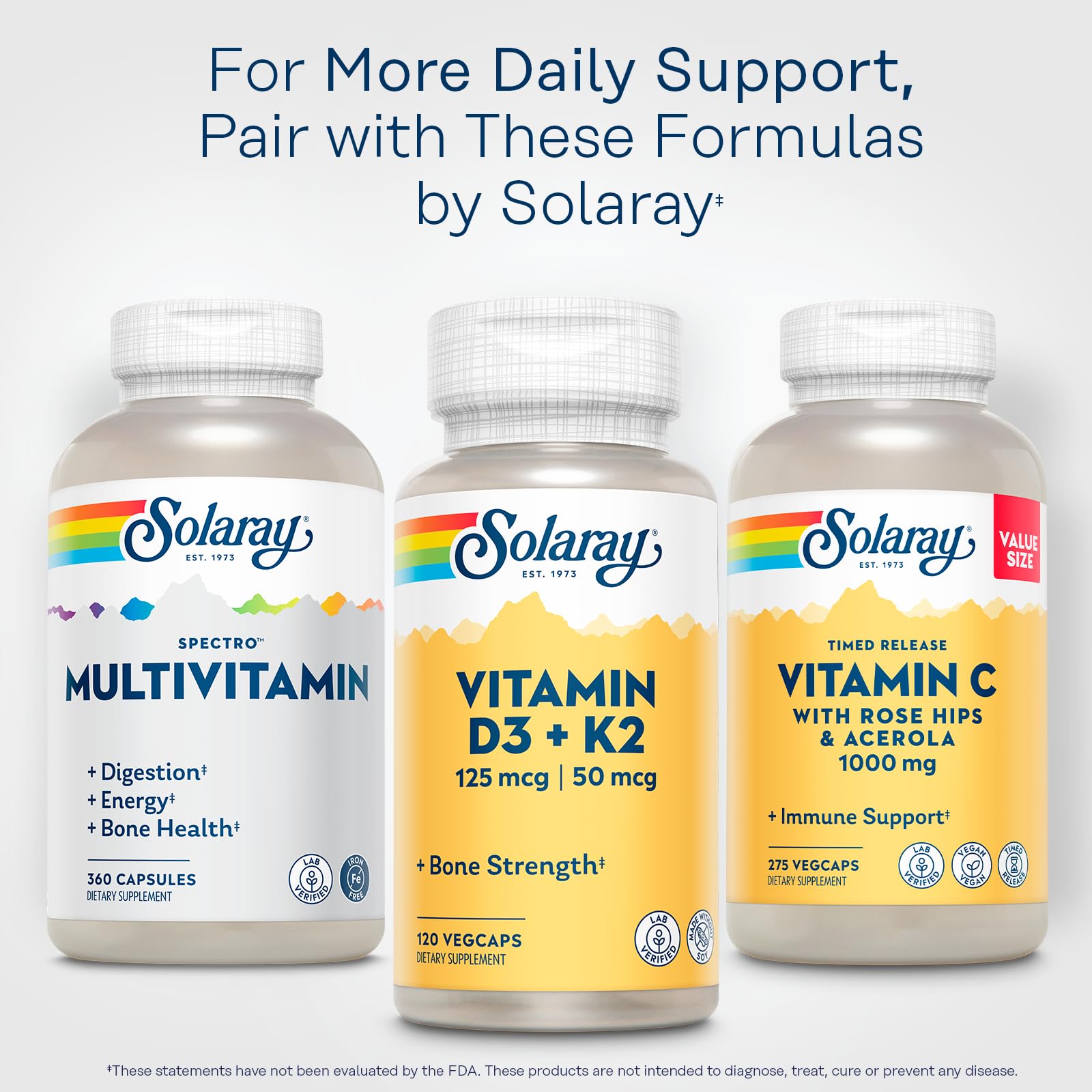 SOLARAY Spectro iron-free formula designed for flexible dietary needs.