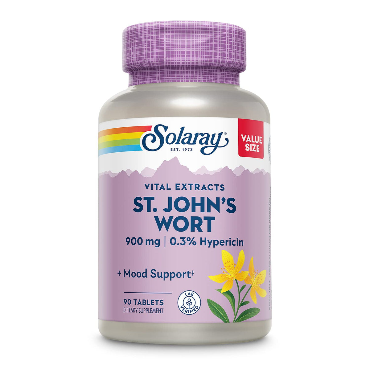 SOLARAY St. John's Wort aerial extract tablet in bottle for daily mood support.