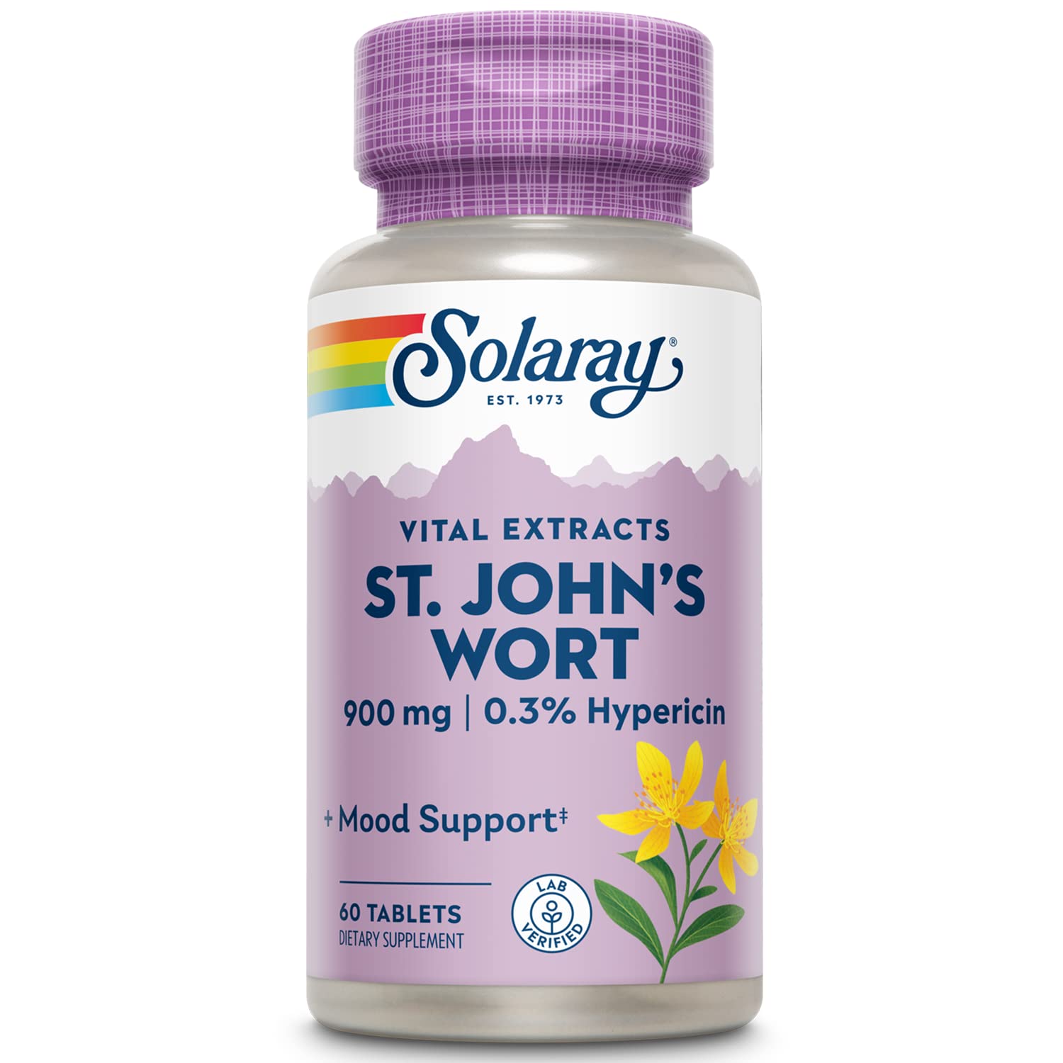 Solaray St. John's Wort aerial extract bottle shown, promoting mood balance and everyday wellbeing.