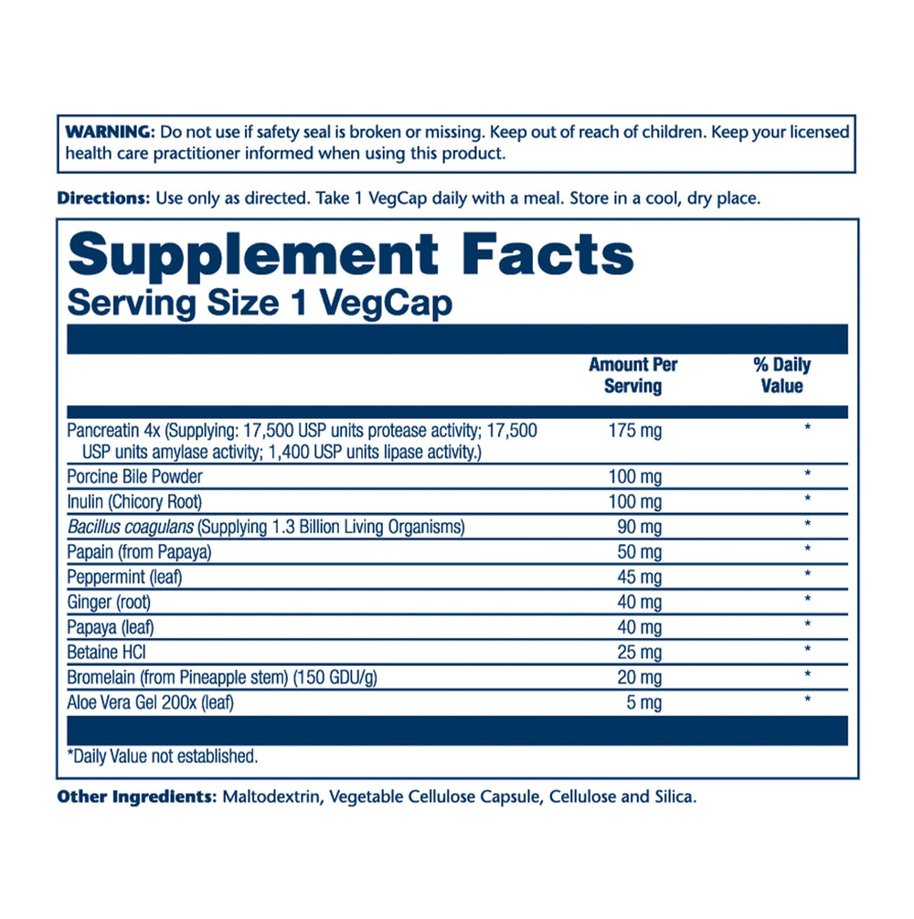 SOLARAY capsules closeup highlights pancreatin enzymes for protein and fat breakdown.
