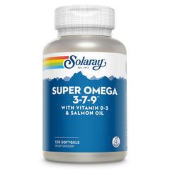 Solaray Super Omega-3-7-9 softgels bottle for convenient daily omega intake