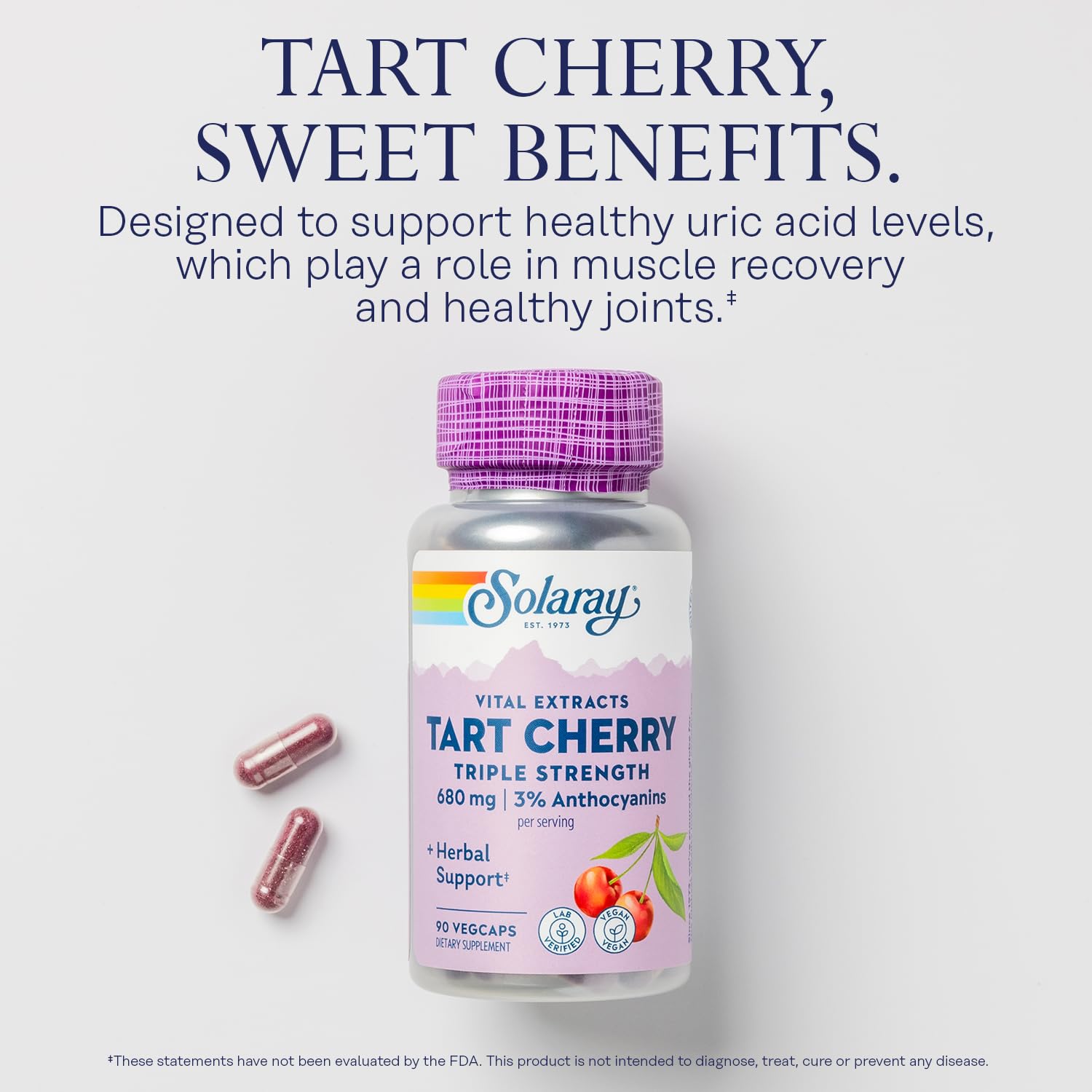 SOLARAY Tart Cherry Extract ingredients panel detailing polyphenol content