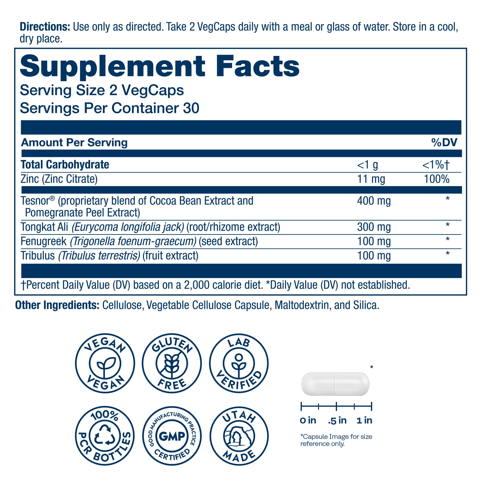 Close view of SOLARAY Tesnor blend label for muscle health support