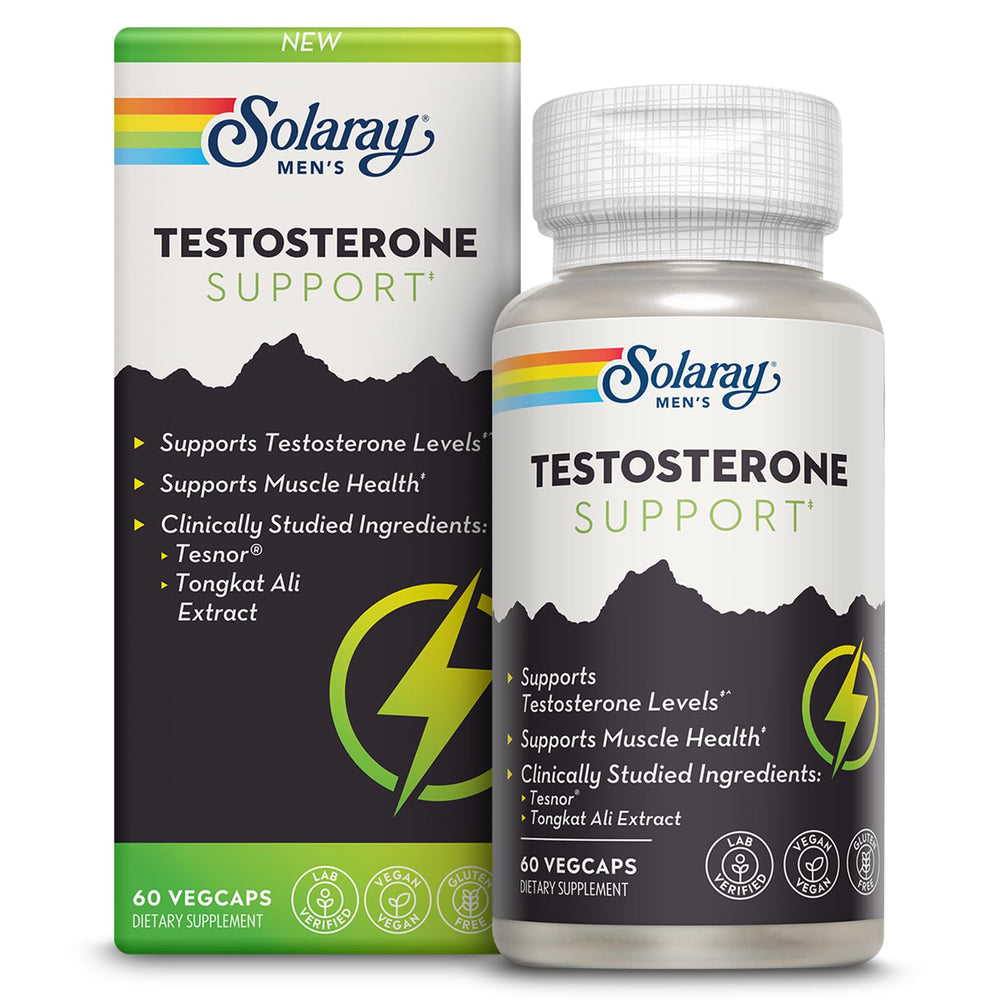 SOLARAY Testosterone Support bottle with 60 capsules for daily vitality