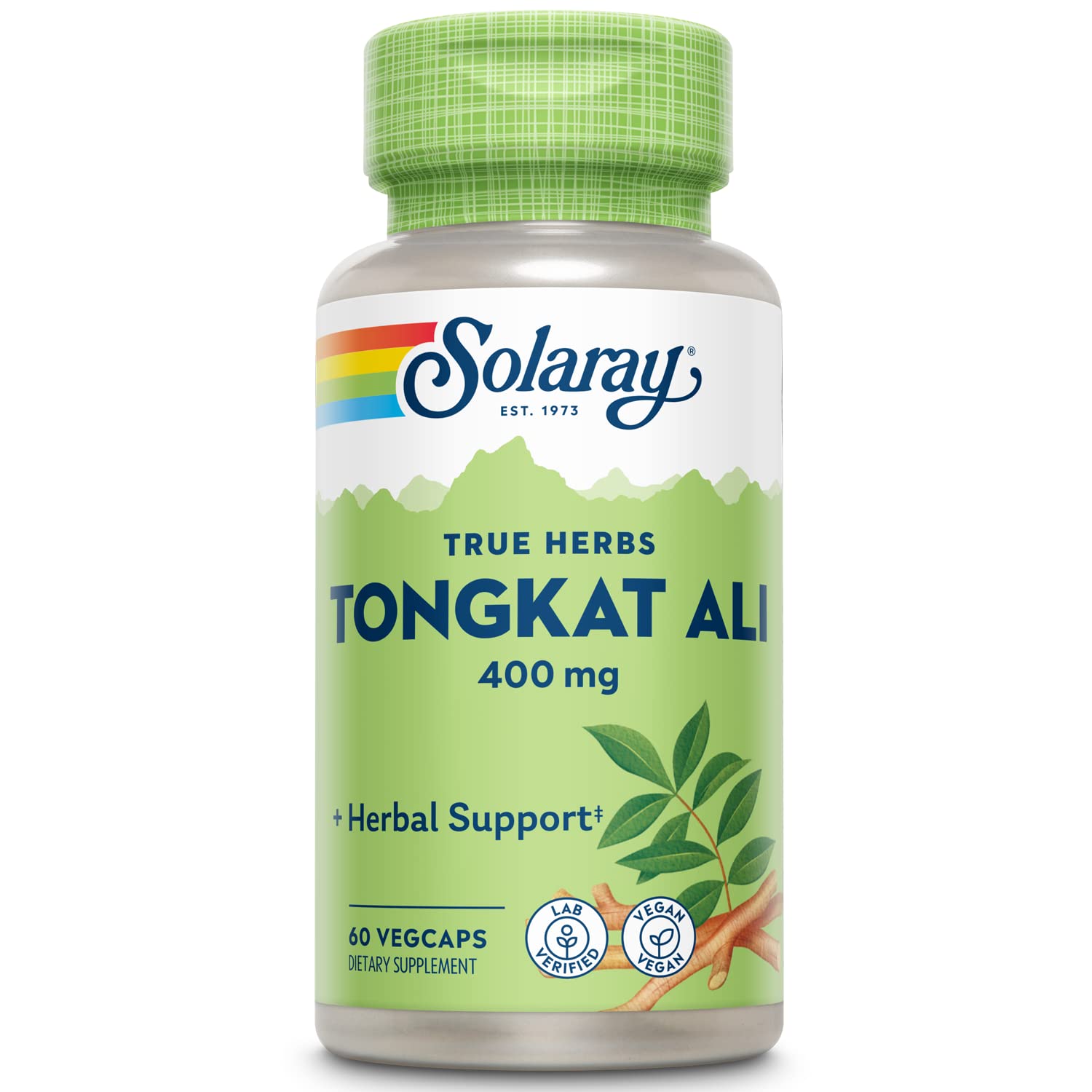 SOLARAY Tongkat Ali 400 mg bottle front view supports energy and vitality