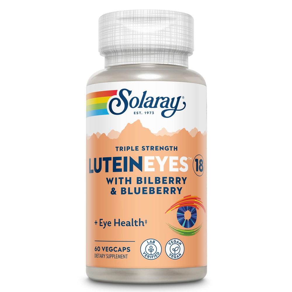 SOLARAY Triple Strength Lutein Eyes bottle with 60 softgels for daily eye support.