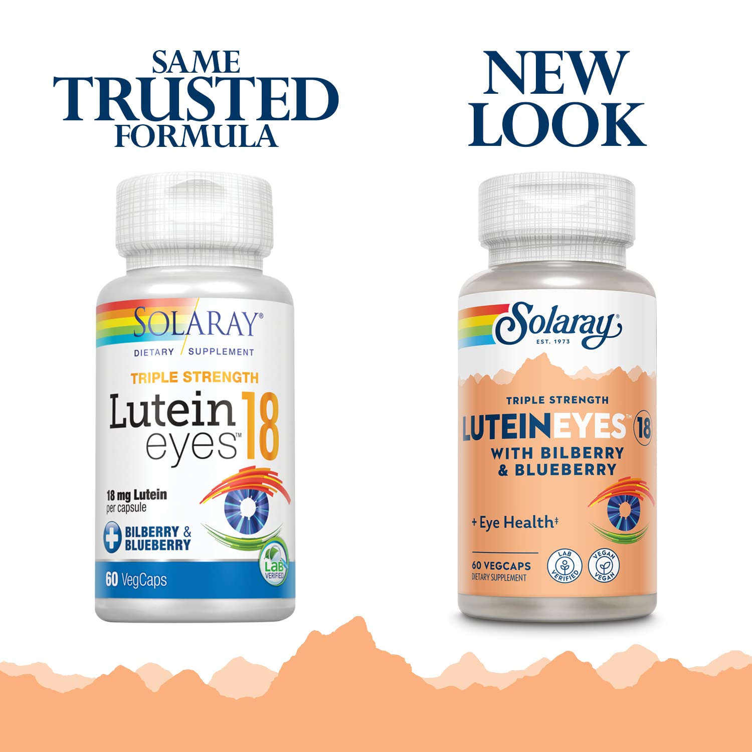 SOLARAY Lutein Eyes capsules close-up highlighting natural lutein and zeaxanthin for vision support.