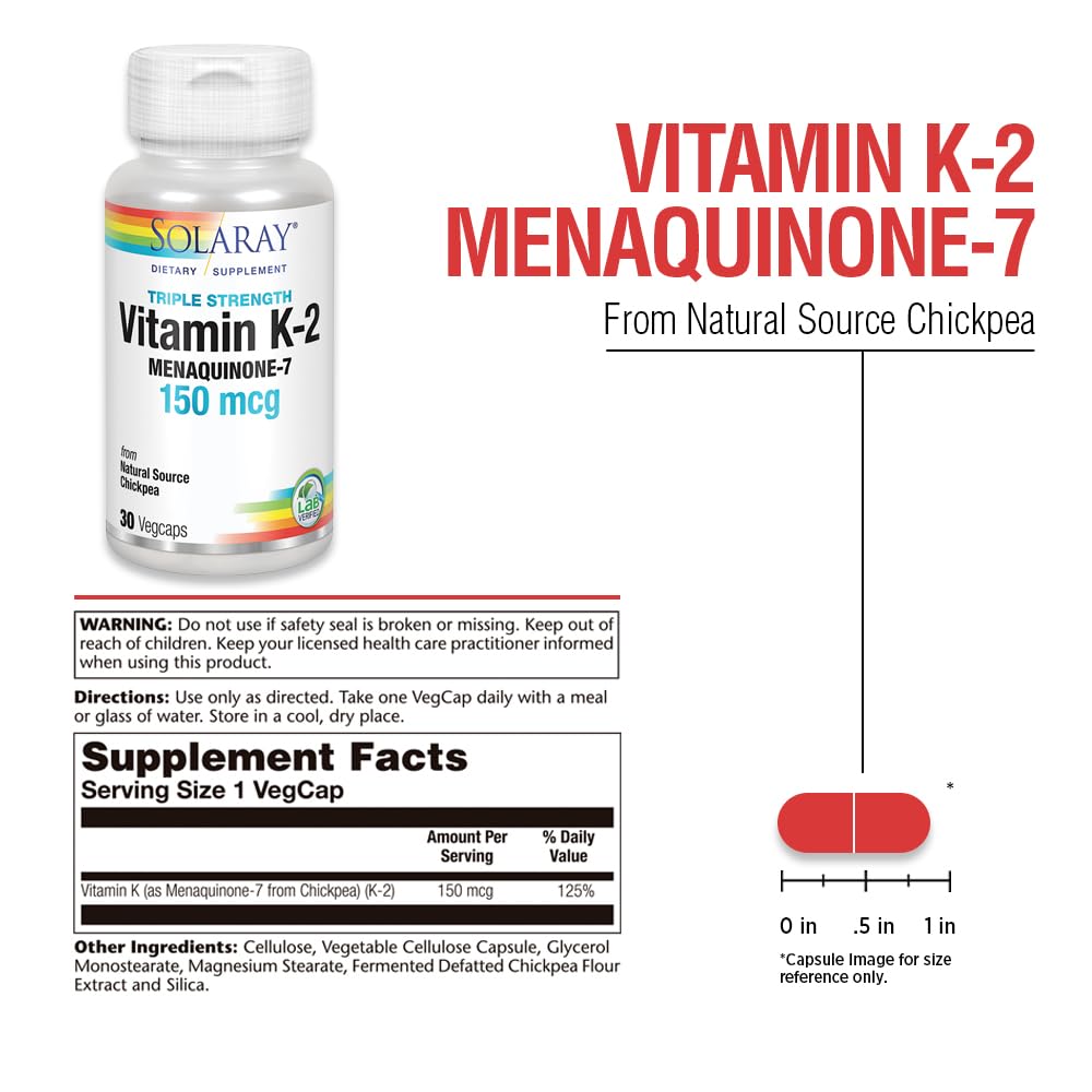 SOLARAY K-2 MK-7 pills close-up emphasizes vegan non-GMO formula