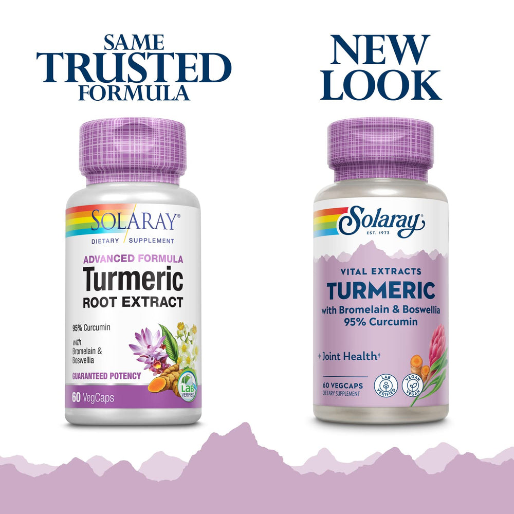 Solaray Turmeric bottle pour showing convenient daily use.