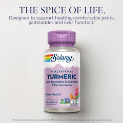 Solaray Turmeric capsule close-up reveals 95% curcumin per serving.