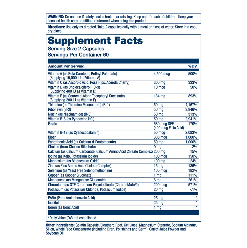 SOLARAY Twice Daily Multi Energy capsules close-up, showing two-capsule daily regimen.