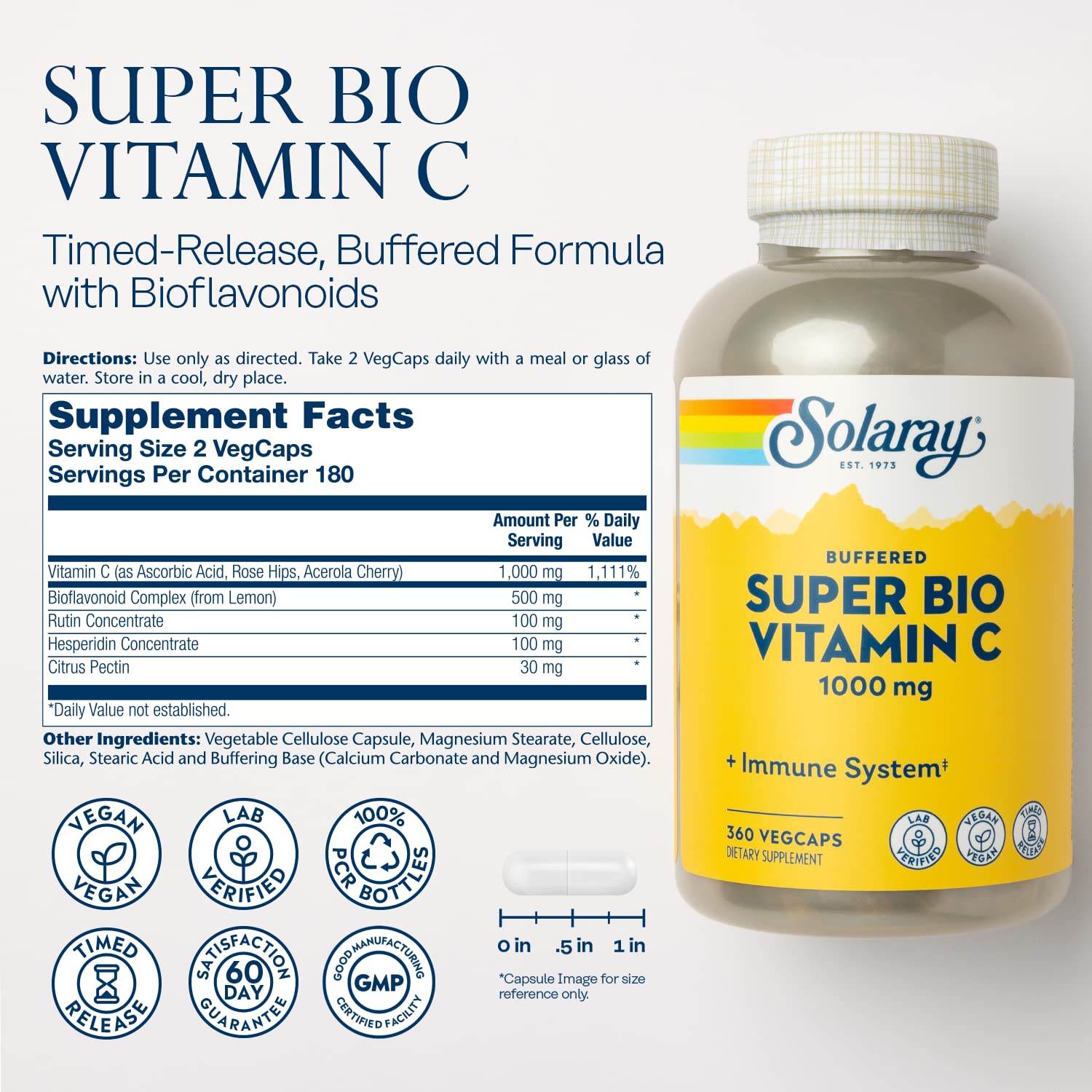 SOLARAY two-stage release vitamin C concept showing extended availability