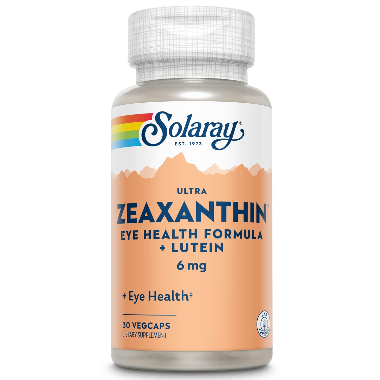 SOLARAY Ultra Zeaxanthin 6mg bottle supports daily eye health potential.