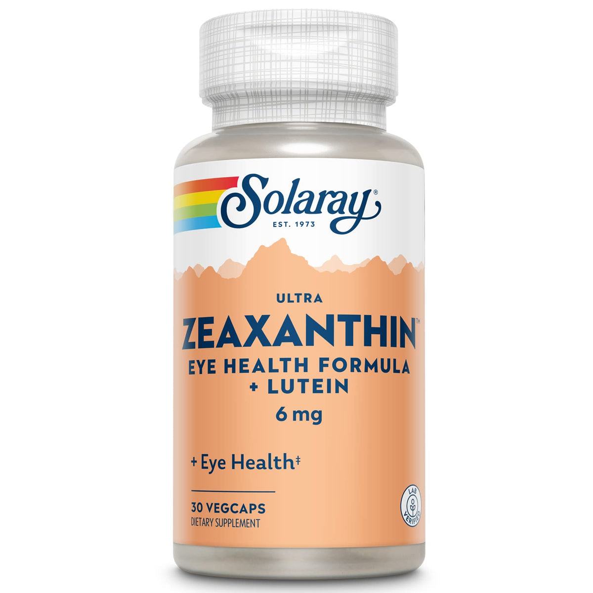 SOLARAY Ultra Zeaxanthin 6mg bottle supports daily eye health potential.