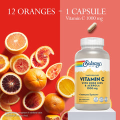 SOLARAY vegan Vitamin C capsules in a clear bottle for everyday wellness.