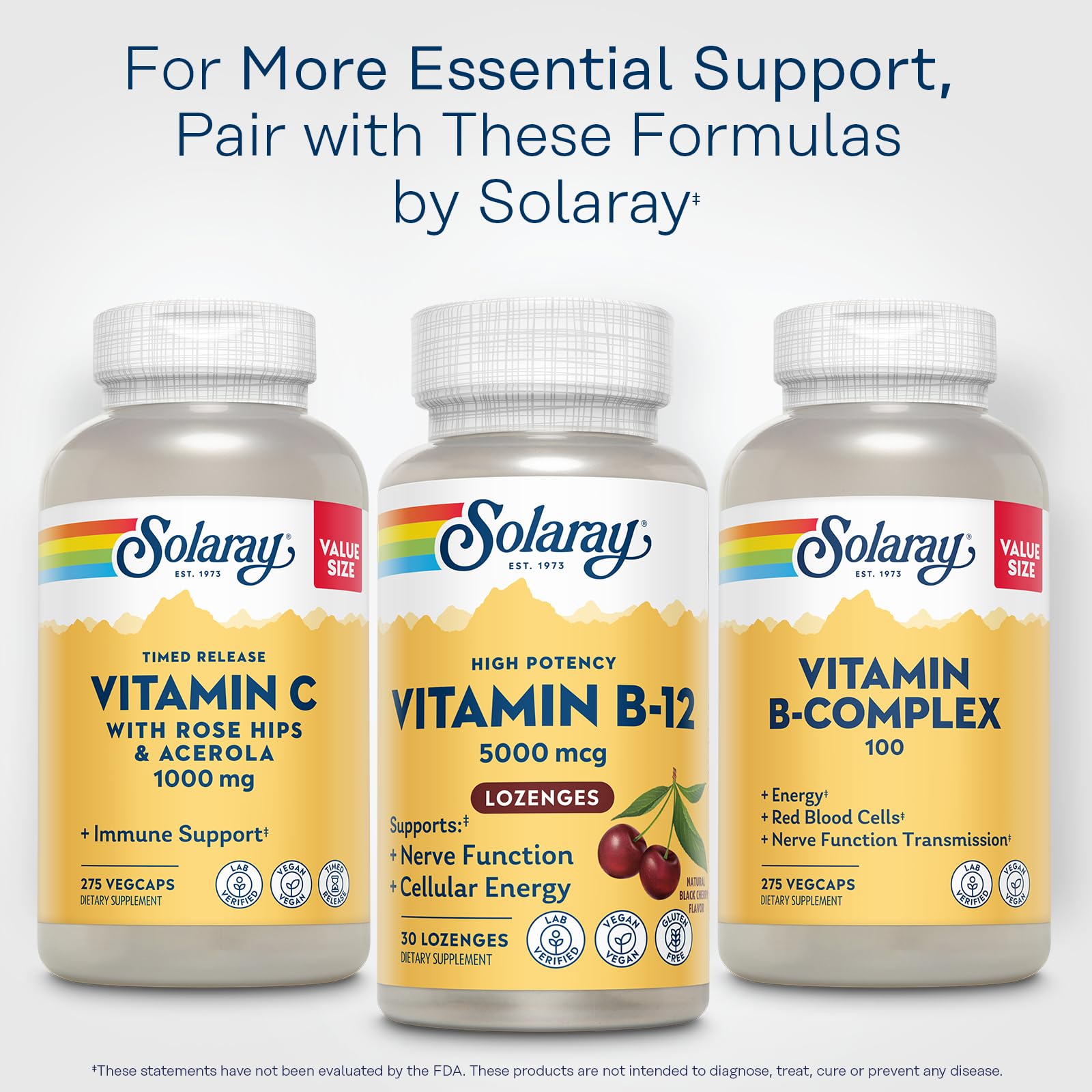 SOLARAY vegan gluten-free lozenge suitable for diverse diets