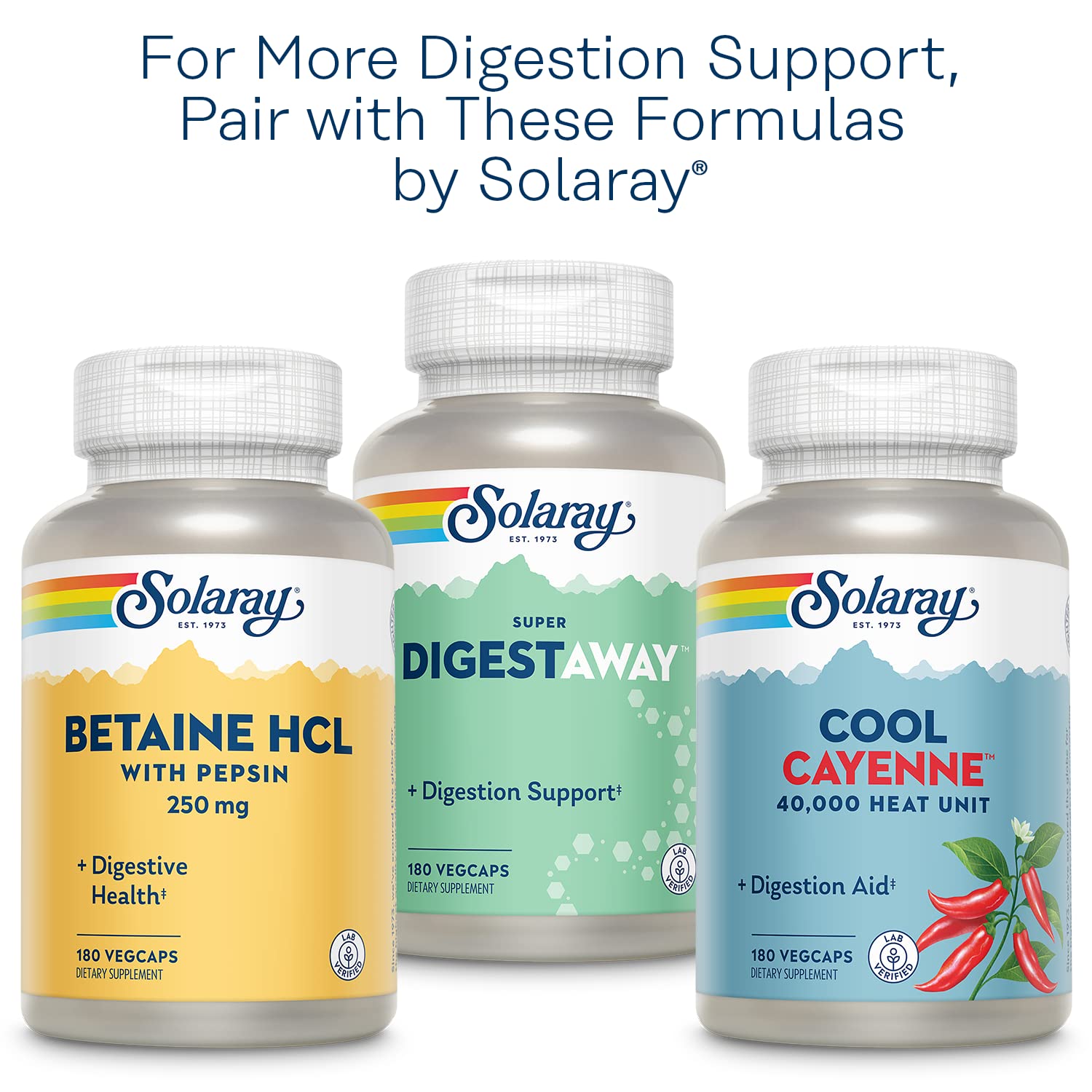 SOLARAY vegan GMP-certified facility label and bottle highlight trusted production