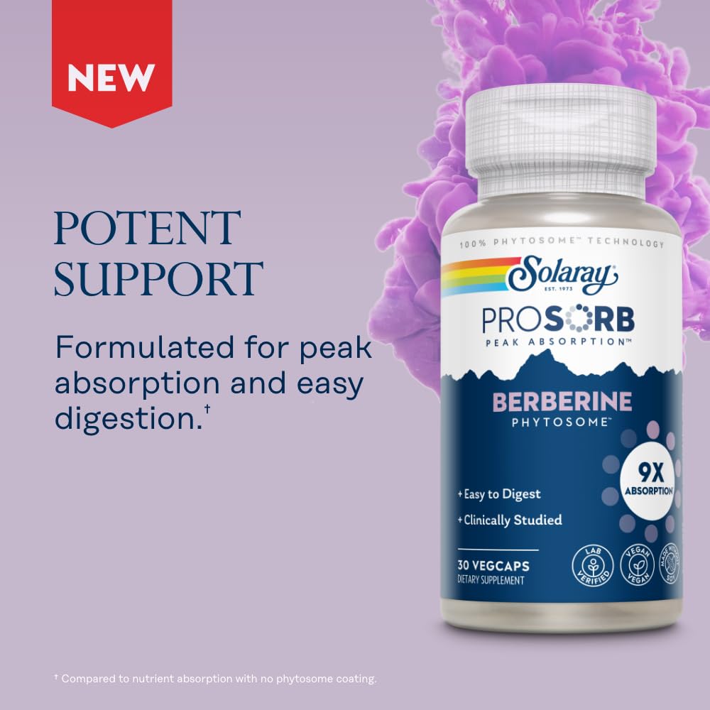 SOLARAY vegan soy-free Berberine supports diverse routines.