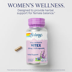 SOLARAY vegan Vitex capsules offering 60 servings for convenient daily use