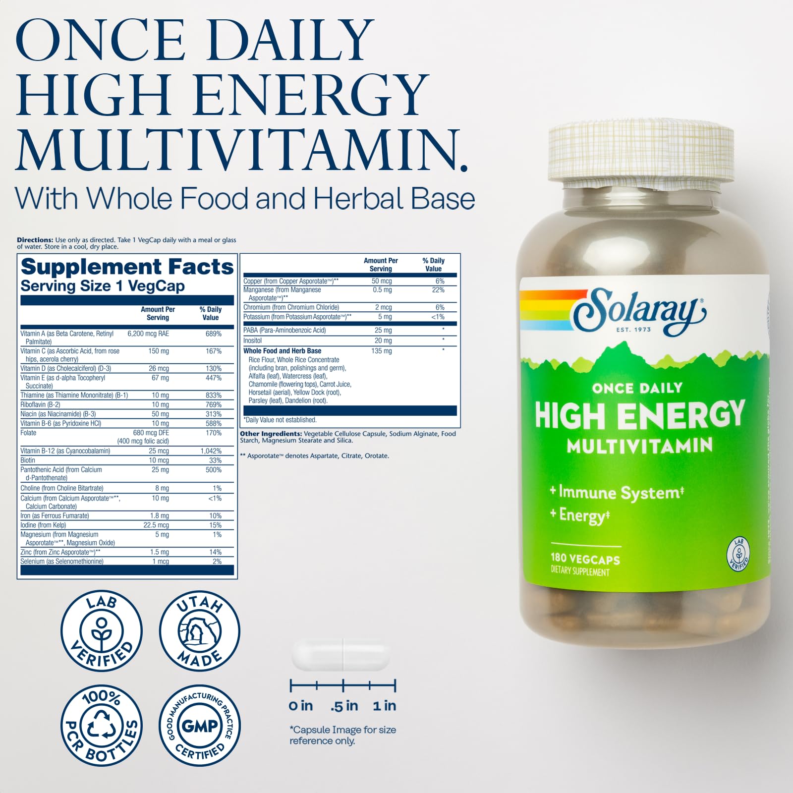 SOLARAY VegCap close-up highlighting bioavailable capsules for convenient daily nutrition