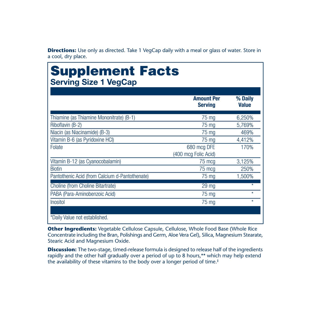 SOLARAY Vitamin B-Complex 75mg label detail highlighting ingredients