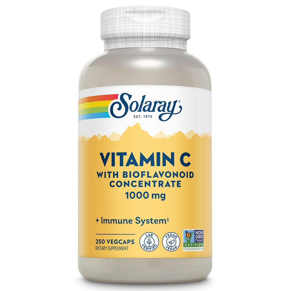 SOLARAY Vitamin C 1000mg bottle shown for daily immune support.