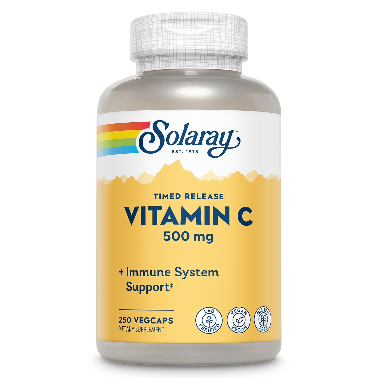 Solaray Vitamin C 500mg bottle front view for daily immune support.