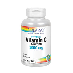 SOLARAY Vitamin C Crystalline 5000mg bottle, ideal for daily antioxidant-supporting powder.
