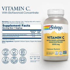 SOLARAY Vitamin C capsules featuring rose hips and acerola for immune support.