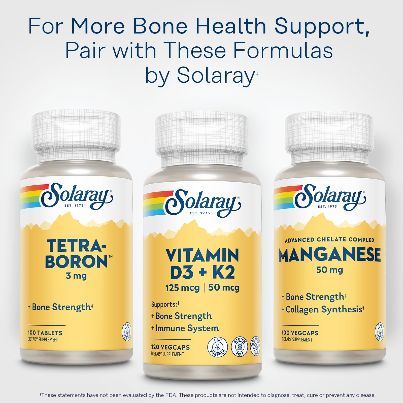 SOLARAY Vitamin D3 K2 capsules reflect quality and a 60-day guarantee.
