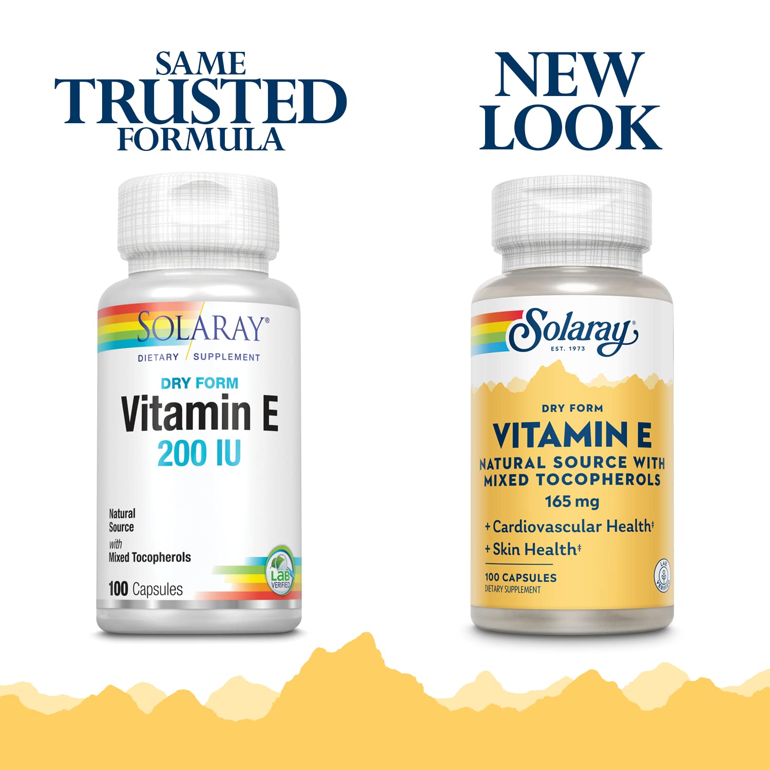 SOLARAY Vitamin E Dry 200 IU bottle label showing mixed tocopherols