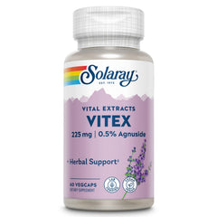 SOLARAY Vitex berry extract bottle showing 225 mg per serving for herbal support