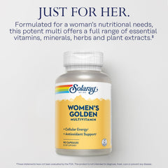 SOLARAY Women's Golden Multi-Vita-min label detail highlights daily nutrient support