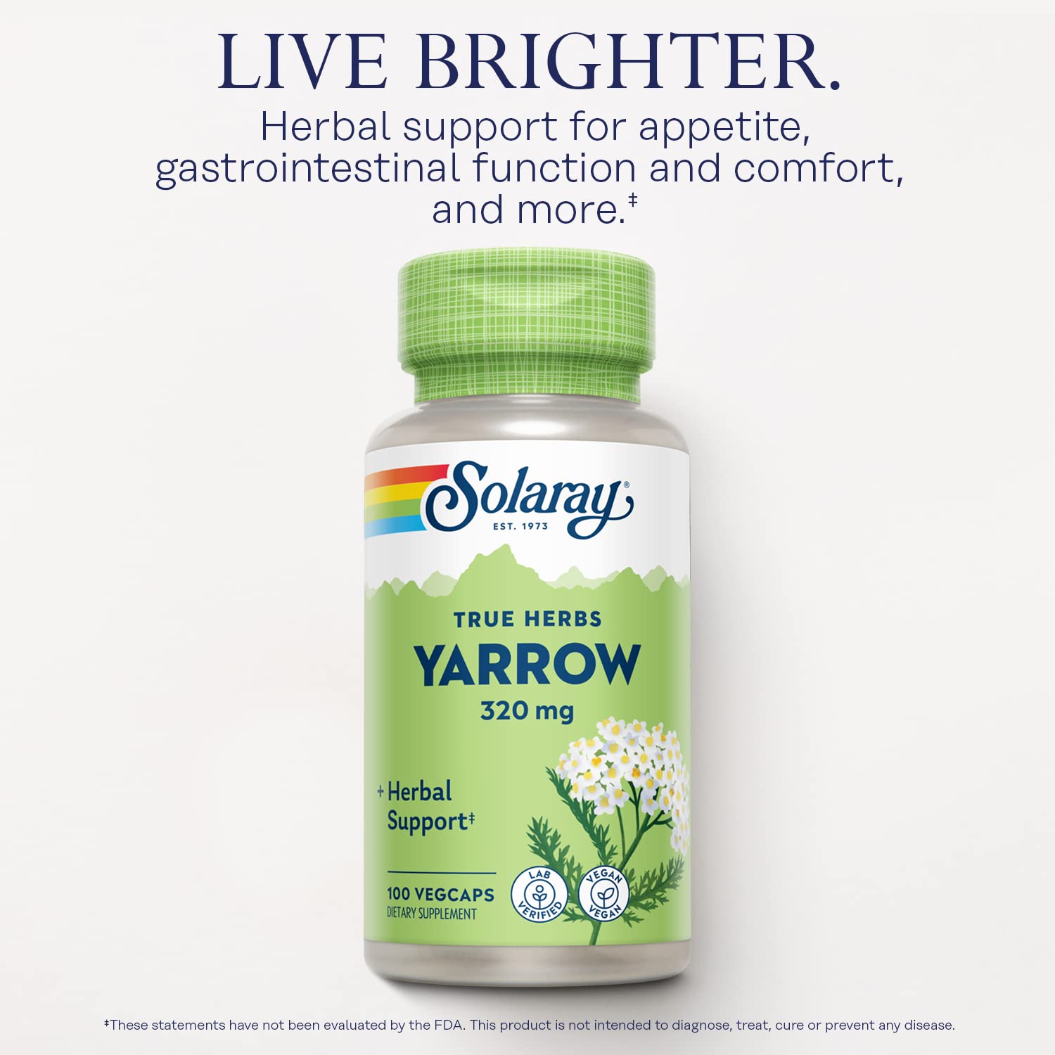 SOLARAY Yarrow whole aerial plant visual for natural sources.