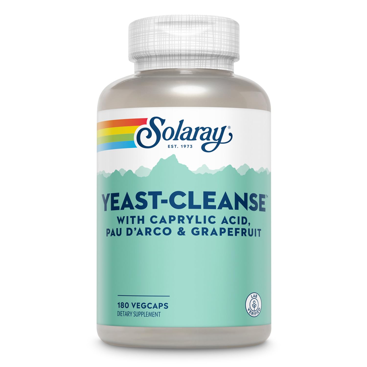 Solaray Yeast-Cleanse bottle front view for everyday wellness routine.