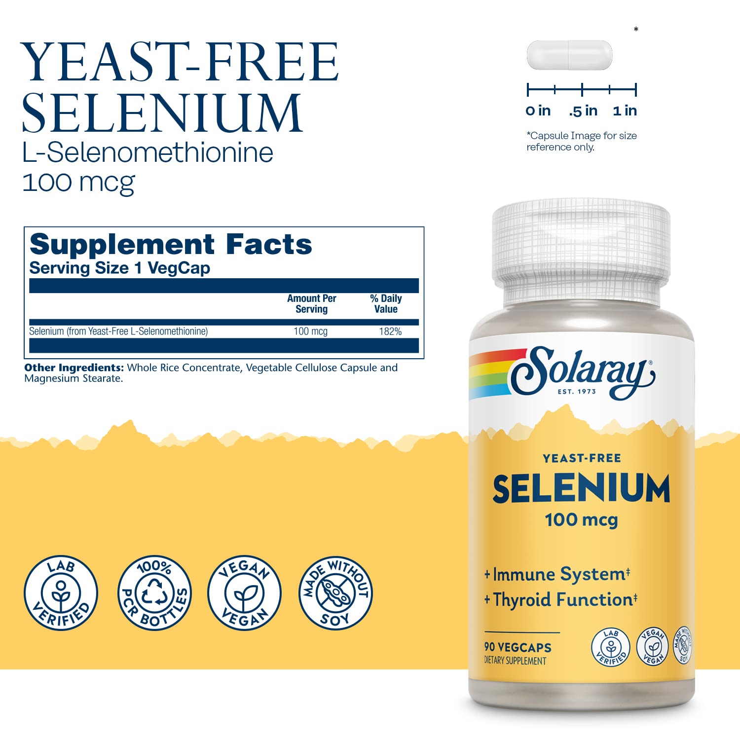Closeup of Solaray Yeast Free Selenium label highlighting L-Selenomethionine