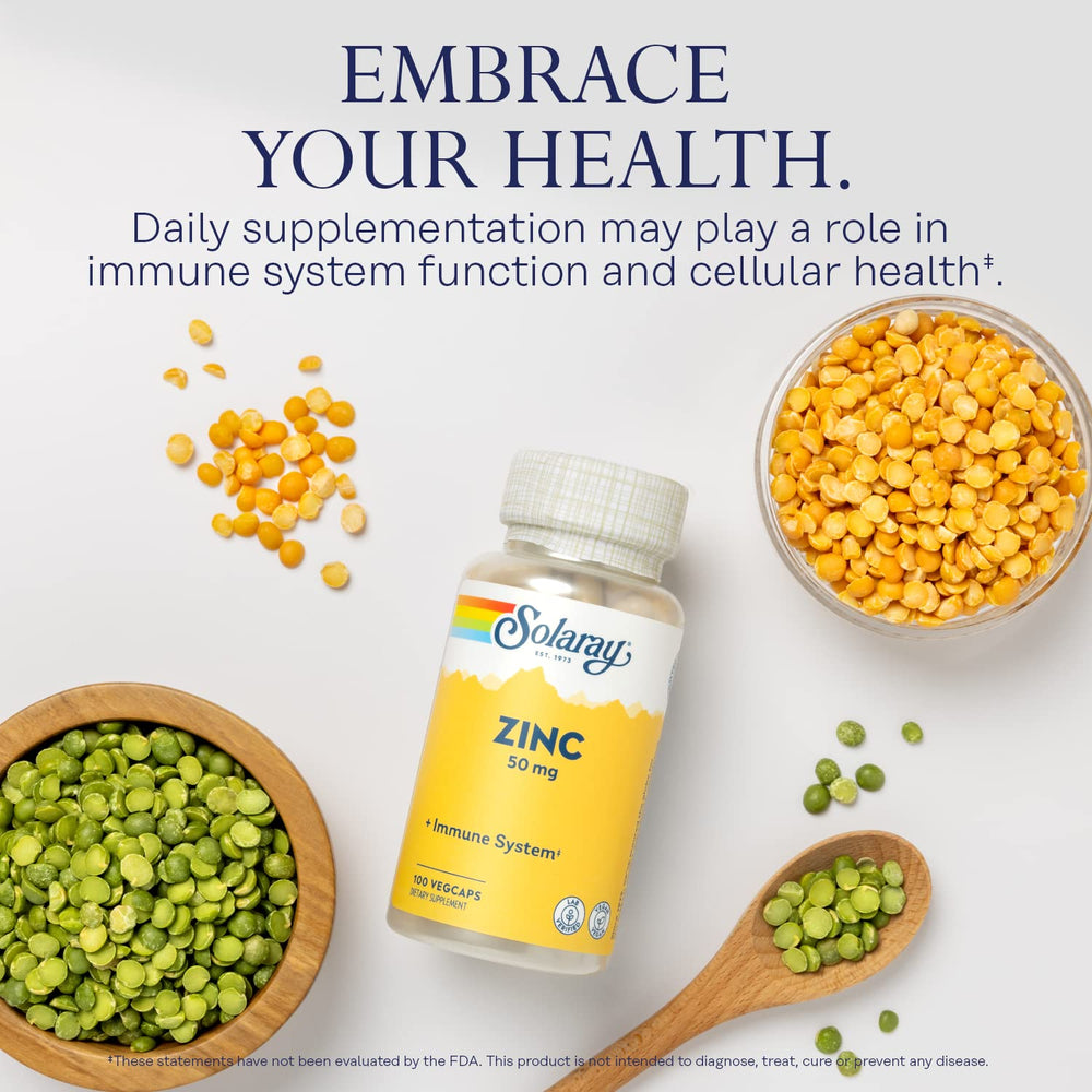 Solaray Zinc 50mg with pumpkin seed shows extra zinc.