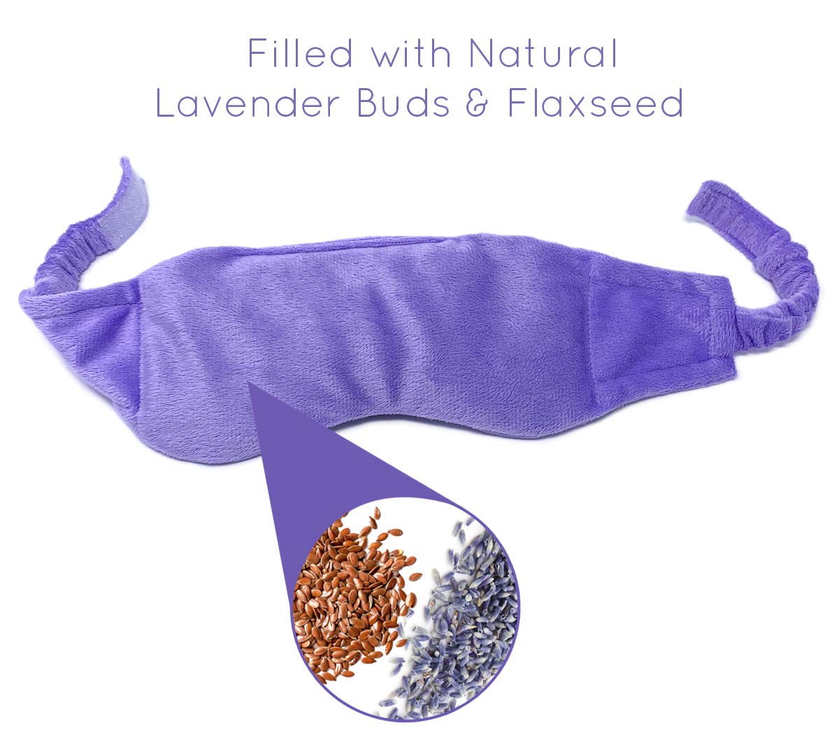 Solayman's weighted lavender eye mask demonstrates hot or cold use for personalized comfort.