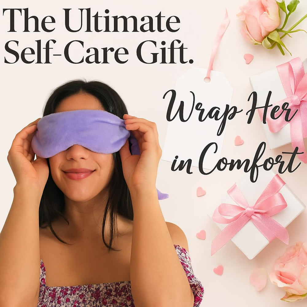 Solayman's weighted lavender eye mask with lavender buds offering a naturally calming aroma.