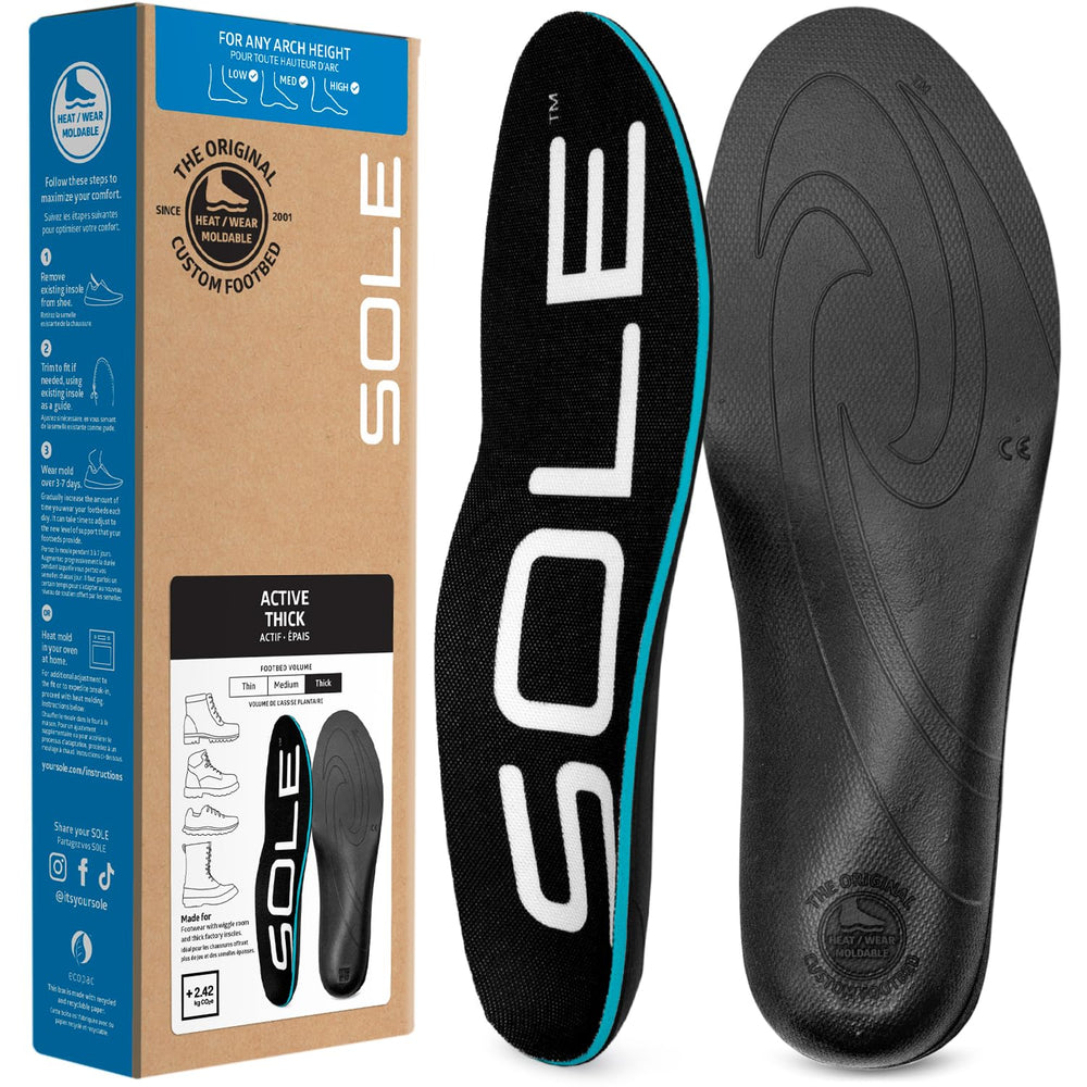 SOLE Active Thick Insoles moldable arch support for all-day comfort