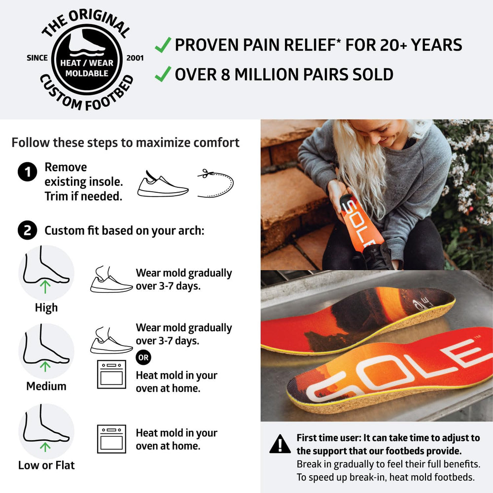 SOLE Performance insole rests on a recycled cork base for sustainable comfort.