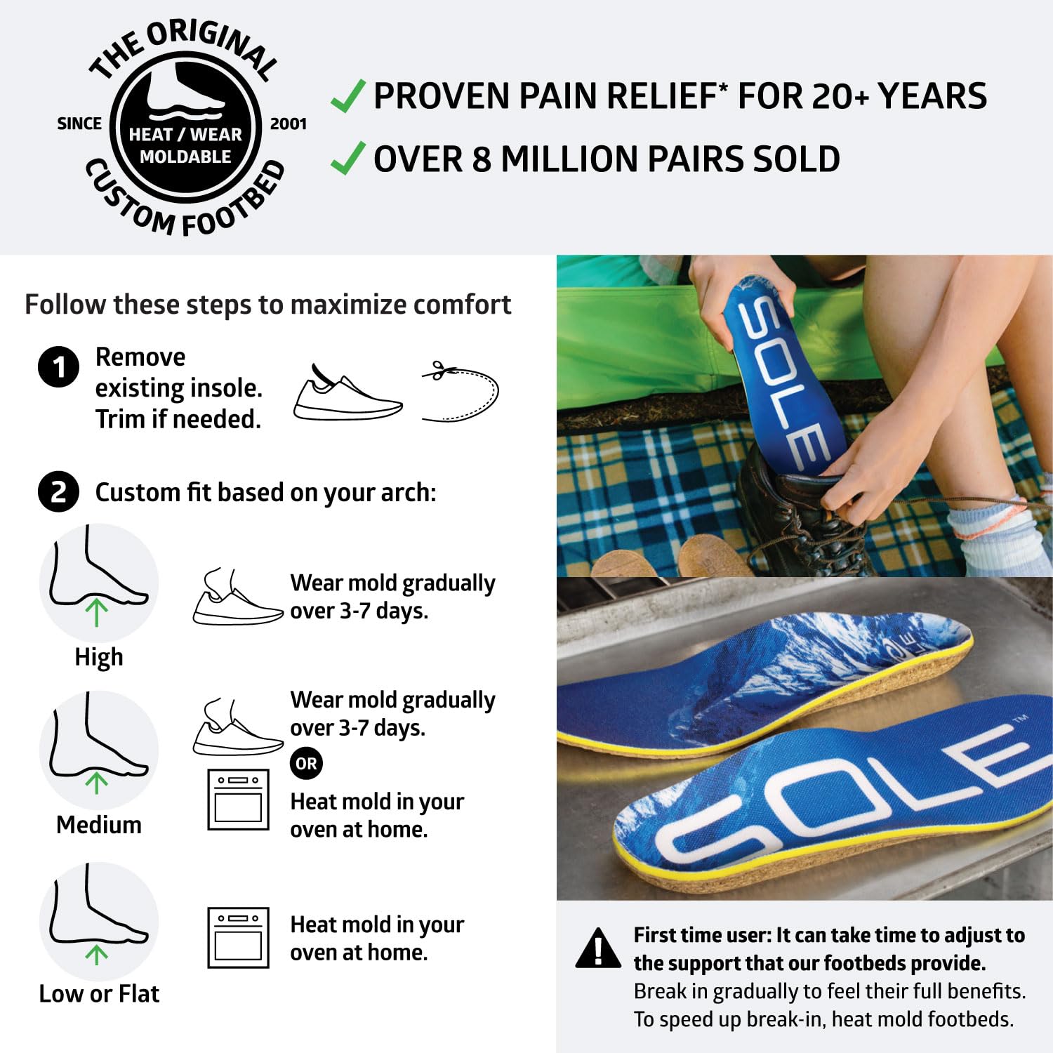 SOLE thick cushioning with cork base delivers strong shock absorption.