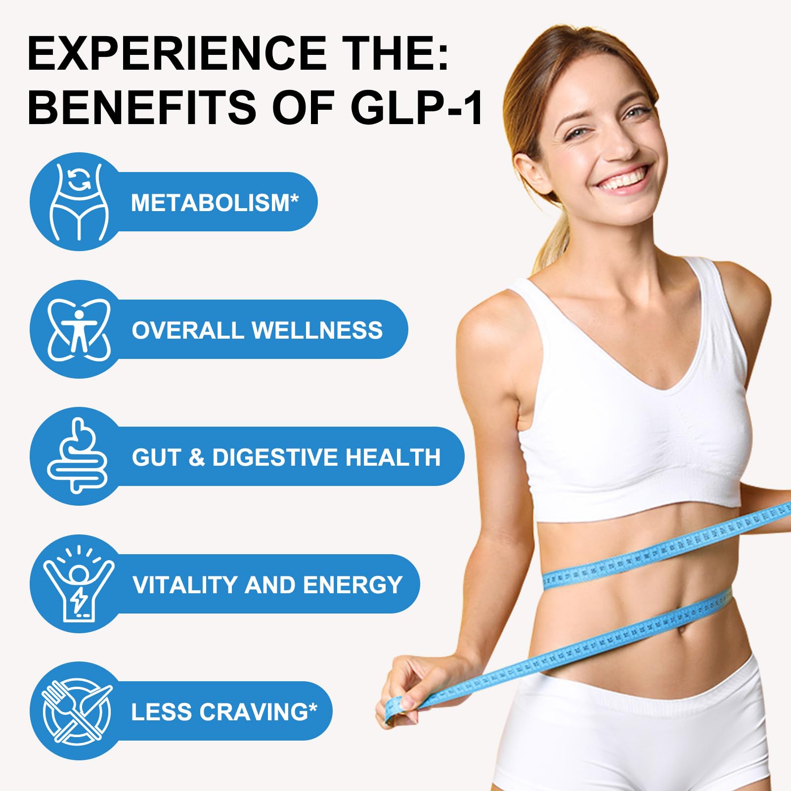 SOLEMEONY GLP-1 Activate ingredients panel with probiotics and vitamins.