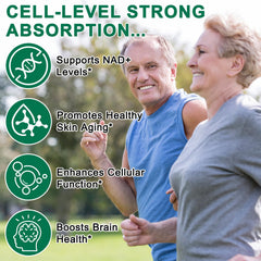 SOLEMEONY NAD+ capsules closeup highlighting liposomal design and absorption focus.