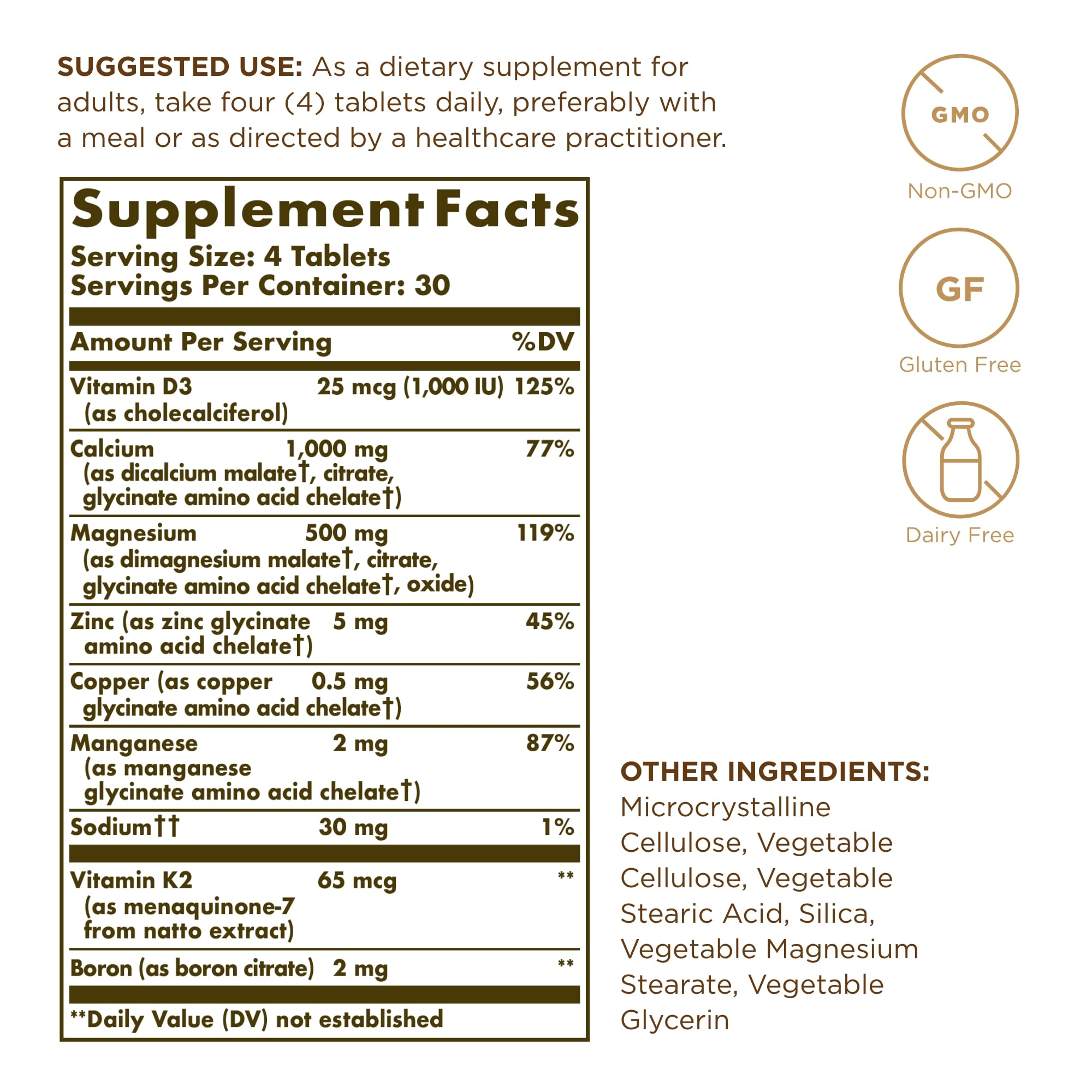 Solgar Advanced Calcium Complex tablets close-up for easy daily dosing.