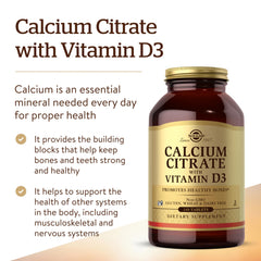 Solgar Calcium Citrate tablets ready for daily supplementation to support bones