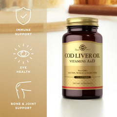 Solgar Cod Liver Oil bottle on shelf signals heritage of quality.