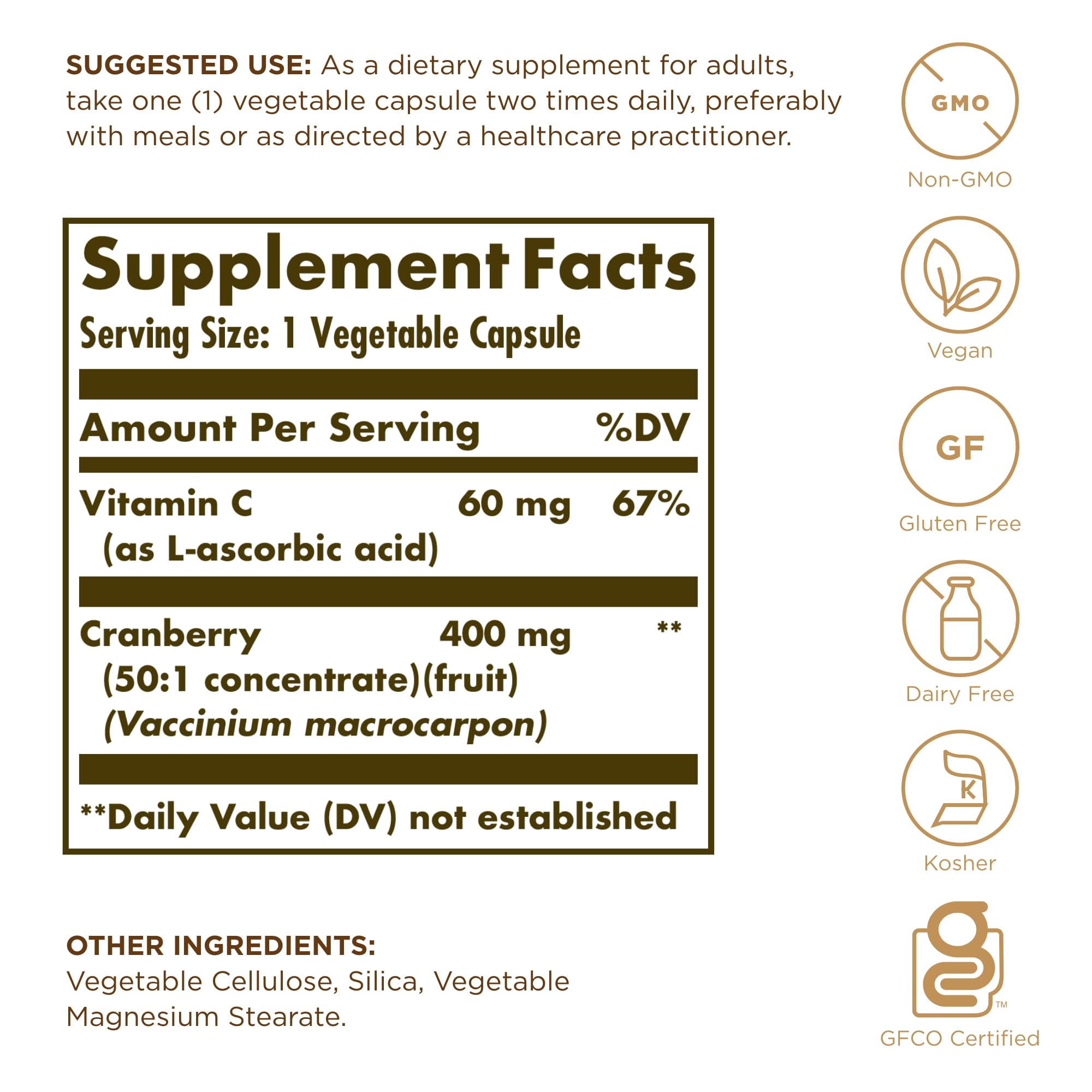 Solgar Cranberry with Vitamin C capsules close-up, convenient vegan daily supplement