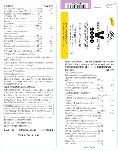 Close-up of Solgar VM-2000 tablets highlighting easy daily dosing for busy lifestyles